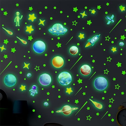 INGJIA Wandsticker Leuchtaufkleber Sticker Astronaut Planet Leuchtsterne Leuchtsticker Wandtattoo Leuchtend Sterne Fluoreszierend Wandaufkleber Aufkleber Für Kinderzimmer Dekorative Aufkleber Blau INGJIA Wandsticker Leuchtaufkleber Sticker Astronaut Planet Leuchtsterne Leuchtsticker Wandtattoo Leuchtend Sterne Fluoreszierend Wandaufkleber Aufkleber Für Kinderzimmer Dekorative Aufkleber Blau von INGJIA