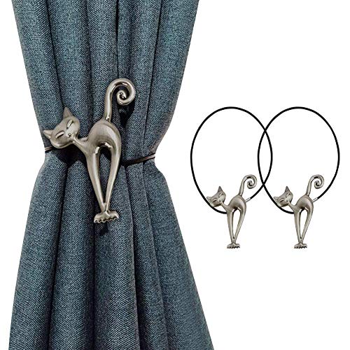 INHDBOX Magnetische Vorhang Raffhalter Kreative Katze Gardinen Raffhalter Gardinenhalter Metall Vorhang Halte Schnallen Vorhang Binder Gardinenraffer für Home Büro Hotel Dekoration 2 Stück von INHDBOX