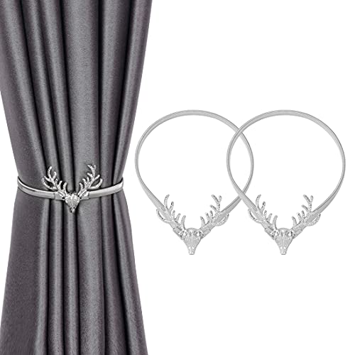 INHDBOX Vorhang Raffhalter Legierung Elastizität Gardinen Schlaufen Vorhang Clips Seil Rückwärtige Vorhang Halter Schnallen Binder Gardinenhalter für Haus Dekoration Cafe Büro 2Stück, Elch Silber INHDBOX Vorhang Raffhalter Legierung Elastizität Gardinen Schlaufen Vorhang Clips Seil Rückwärtige Vorhang Halter Schnallen Binder Gardinenhalter für Haus Dekoration Cafe Büro 2Stück, Elch Silber von INHDBOX