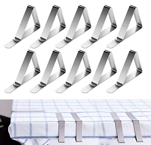INHEMI 12 Stück Tischdeckenklammern Edelstahl, Verstellbare Tischdeckenklammer Tischabdeckungsklemmen Stabil Tischdecke Clips für Restaurant,Partys,Picknicks Buffets - Silber （7.5x4.5x5.5CM） von inheming