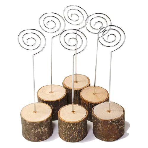 INHEMING 20 Stück Rustikale Holz Kartenhalter, Fotohalter Holz Kartenhalter,Memohalter Sitzkartenhalter, Hochzeit Platzkartenhalter, für Partytische, Etikettenkarten Getränke von inheming