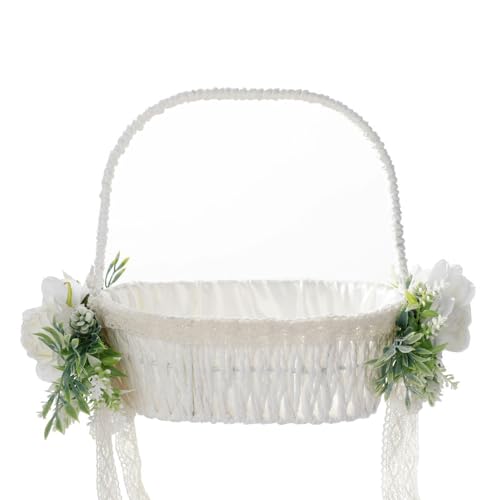 INIFLM Blumenmädchen-Korb für Hochzeit, Große Blumenmädchen-Körbe mit Klappbarem Griff, Weiße Blumenkorb-Dekoration und Partyzubehör INIFLM Blumenmädchen-Korb für Hochzeit, Große Blumenmädchen-Körbe mit Klappbarem Griff, Weiße Blumenkorb-Dekoration und Partyzubehör von INIFLM