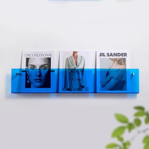 ININOSNP An der Wand montierte Zeitschriften- und Broschürenständer, Blaue Literaturständer aus Acryl, durchsichtige Aufbewahrungsständer for Aufhängen von Büchern(80cm(31 1/2")) von ININOSNP