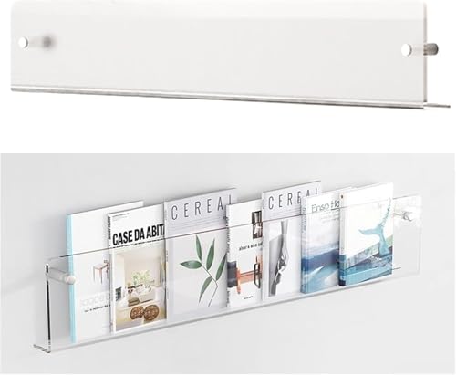 ININOSNP An der Wand montierter transparenter Prospektständer, 2-teiliger dekorativer Zeitschriften-Organizer aus Acryl, Hängemappen-Organizer(100cm(39 3/8")) von ININOSNP