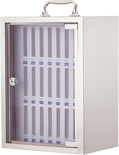 ININOSNP Handyaufbewahrung Edelstahl-Aufbewahrungsschrank, tragbarer Aufbewahrungsschrank for Mobiltelefone zur Wandmontage(24 Slots) von ININOSNP