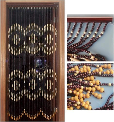 ININOSNP Natürliche Perlen Natürliche Massivholzperlen for Innen- und Außentrennwanddekoration, Belüftung und Staubschutz, anpassbarer Perlenvorhang(41 strands-75x192cm) von ININOSNP