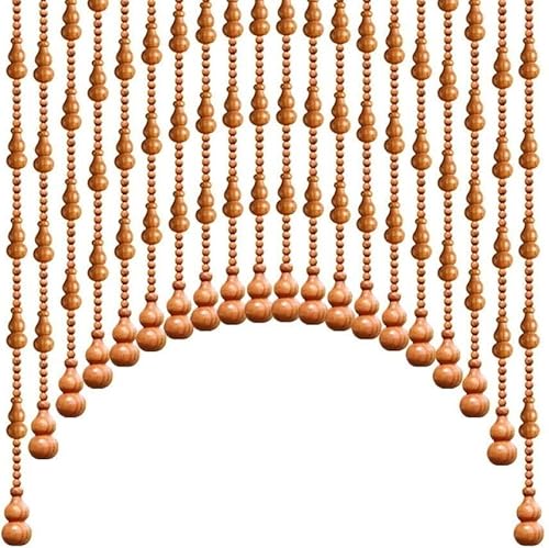 ININOSNP Natürliche Perlen Türvorhänge aus Holz, kürbisförmig, for Aufhängen, in verschiedenen Größen zur individuellen Gestaltung erhältlich(80x65cm-21 Roots) von ININOSNP