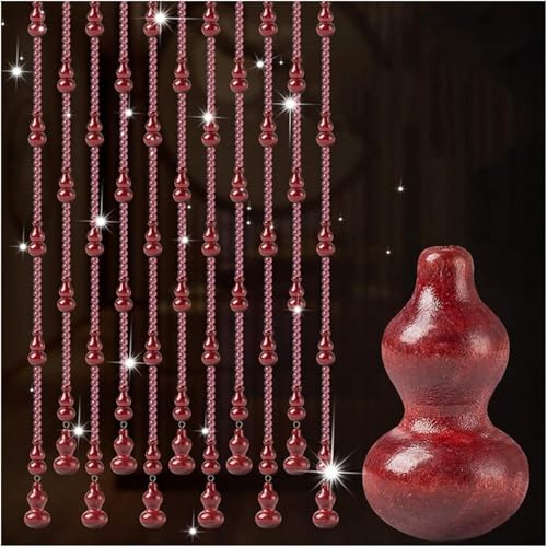 ININOSNP Natürliche Perlen Türvorhang aus Naturholzperlen, Pfirsichholz-Kürbisvorhang, handgefertigt, geeignet for Räume und Balkone, anpassbarer Perlenvorhang(29 strands-100x150cm) von ININOSNP