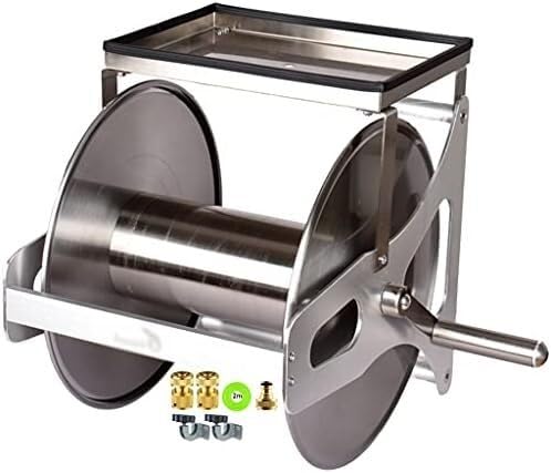 ININOSNP Teleskop-Schlauchwagen Gartenschlauchwagen, klein, Wandmontage, Wasserrohr-Aufbewahrungsregal for den Haushalt mit Aufbewahrungstisch(Hose Reel+DN15*2) von ININOSNP