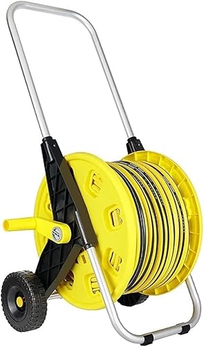 ININOSNP Teleskop-Schlauchwagen Tragbare Schlauchtrommel, Gartenschlauchwagen, Terrassen- und Rasengartenschlauchwagen mit Rädern(60M Hose) von ININOSNP