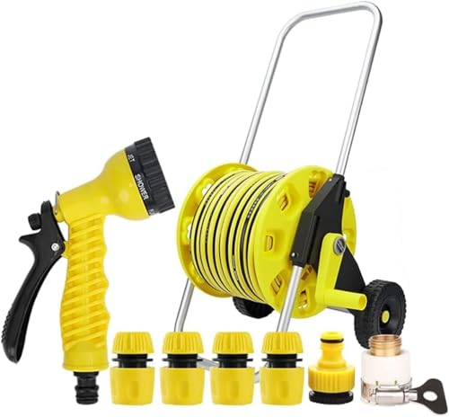 ININOSNP Teleskop-Schlauchwagen Tragbare Schlauchtrommel, Gartenschlauchwagen mit Rädern und Schlauch, Gartenschlauchwagen(with 20m Hose) von ININOSNP