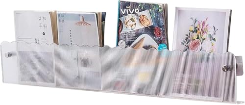 ININOSNP Transparenter, gestreifter Zeitschriftenständer, Bilderheft-Ausstellungsständer, platzsparendes Acryl-Aufbewahrungsregal, kein Lochen erforderlich(100cm(39 3/8")) von ININOSNP