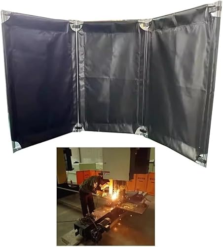 ININOSNP UV-beständige Schweißerbarriere Schweißzaun, Schneidesicherheitsbarriere, Schweißschutzzaun, Edelstahlhalterung, Konstruktionsgewebe (3-teiliges Paket) von ININOSNP