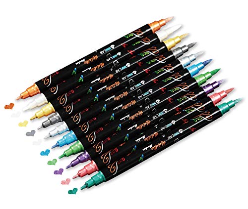INK LAB Metallic Marker Stifte 10 Farben Metallischen Stift Pens Dual Tip für DIY Fotoalbum Gästebuch Hochzeit Scrapbook Schwarze Karte Glas Bullet Journal,Mittel & Bürstenspitze INK LAB Metallic Marker Stifte 10 Farben Metallischen Stift Pens Dual Tip für DIY Fotoalbum Gästebuch Hochzeit Scrapbook Schwarze Karte Glas Bullet Journal,Mittel & Bürstenspitze von INK LAB