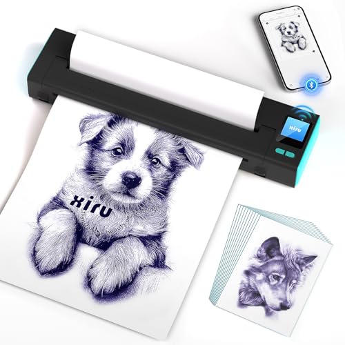 Neu Tattoo Drucker Bluetooth Stencil Drucker Mit LED-Anzeige, Mini Tattoo Stencil, Tattoo Printer Transfer Maschine Kompatibel Mit Android IOS, Kabelloser Thermodrucker Mit 10pcs Transferpapier (Blau) von INKCHUM