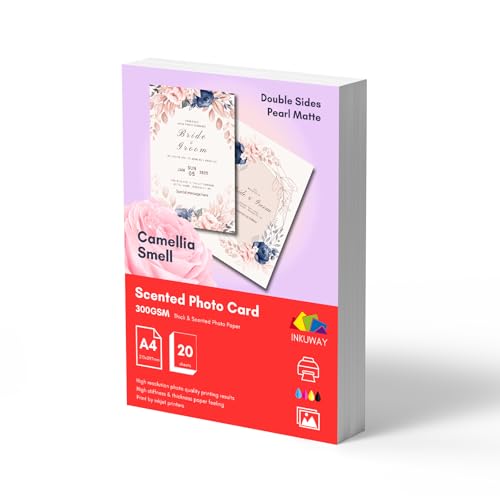 Inkuway Duftende Fotokarte, 300 g/m², dickes Fotopapier mit Aroma Pearlescent Schimmer Papier, A4, Blatt für Karton-Druck (20 Blatt) von INKUWAY