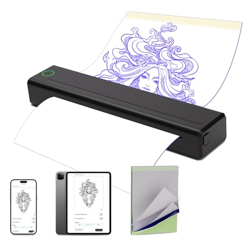 INKin Tattoo Drucker Bluetooth, Tattoo Stencil Drucker, Schablone Drucker mit 10 Stück Papier, Tattoo Transfer Drucker Mit Pad &Telefon & PC, Thermodrucker Tattoo für Tattoo Künstler und Anfänger (H1) INKin Tattoo Drucker Bluetooth, Tattoo Stencil Drucker, Schablone Drucker mit 10 Stück Papier, Tattoo Transfer Drucker Mit Pad &Telefon & PC, Thermodrucker Tattoo für Tattoo Künstler und Anfänger (H1) von INKin