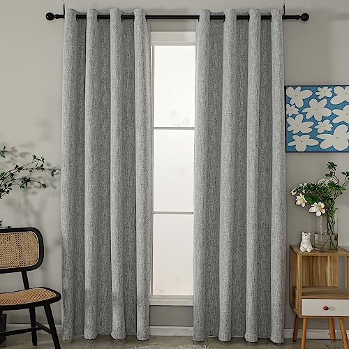 INLINAS Verdunkelungsvorhänge aus Leinen-Bambus-Knoten, 100 % lichtblockierend, geräuschreduzierend und wärmeisolierend, dreilagig, mit Ösen, oben für Schlafzimmer, Hellgrau, 2 Stück INLINAS Verdunkelungsvorhänge aus Leinen-Bambus-Knoten, 100 % lichtblockierend, geräuschreduzierend und wärmeisolierend, dreilagig, mit Ösen, oben für Schlafzimmer, Hellgrau, 2 Stück von INLINAS