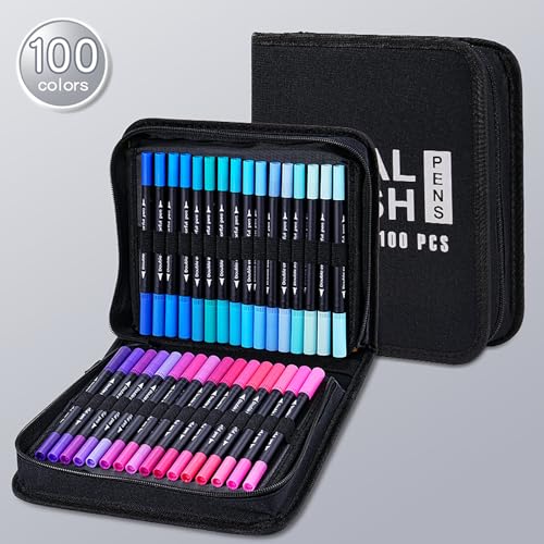 INMORVEN Acrylstifte Set - 48 wasserfeste Acrylfarben für Steine, Holz & Bastelprojekte | Doppelseitige Acrylic Marker für Künstler & DIY (100) von INMORVEN