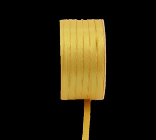 INNA-Glas Satin Schmuckband Vipke, gelb, 50m, 6mm - Doppel-Satinband von INNA-Glas