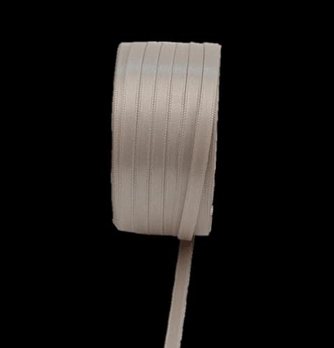 INNA-Glas Satin Schmuckband Vipke, taupe, 50m, 6mm - Doppel-Satinband von INNA-Glas
