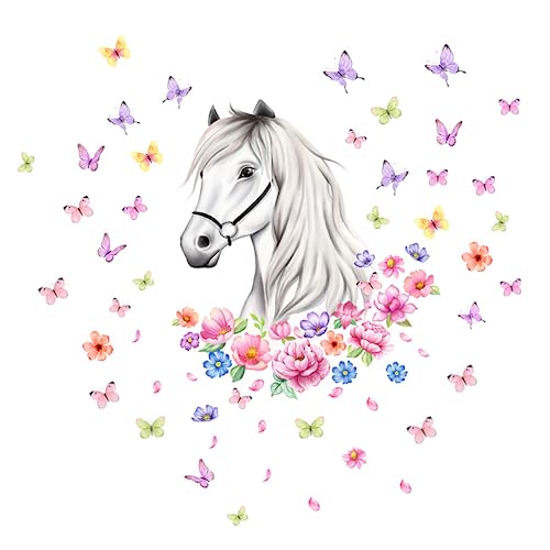 INNAL Wandtattoo Pferdekopf Blumen Wandsticker Schmetterlinge 30X40CM Wandtattoo Kinderzimmer Mädchen Wandtattoo Pferd für Jungen Mädchen Wandaufkleber Kunst Dekoration,Baby Wandaufkleber Dekoration INNAL Wandtattoo Pferdekopf Blumen Wandsticker Schmetterlinge 30X40CM Wandtattoo Kinderzimmer Mädchen Wandtattoo Pferd für Jungen Mädchen Wandaufkleber Kunst Dekoration,Baby Wandaufkleber Dekoration von INNAL