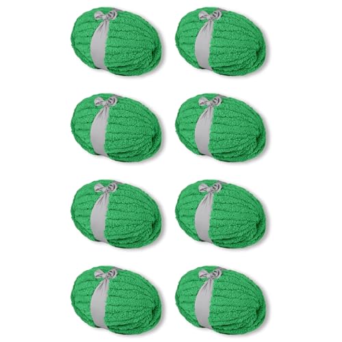 Grünes grobes Garn, weiches, dickes, flauschiges Jumbo-Chenille-Garn für luxuriöse Decken, Überwurf, Heimdekoration – für Armstrick-, Häkel- und Strickprojekte (8er-Pack/2 kg, 260 m) von INNDUN