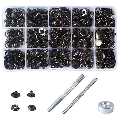 70 Sets 15 mm Metall-Druckknöpfe, Leder, Schnellnietenknöpfe, Nähen, mit Stanzwerkzeug, 15 mm, Schwarz 70 Sets 15 mm Metall-Druckknöpfe, Leder, Schnellnietenknöpfe, Nähen, mit Stanzwerkzeug, 15 mm, Schwarz von INNETOC