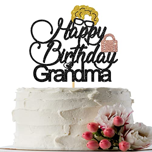 INNORU Happy Birthday Oma Cake Topper, Grandmother Birthday Party, You Old Birthday Anniversary Party Decoration Supplies, Black Glitter von INNORU