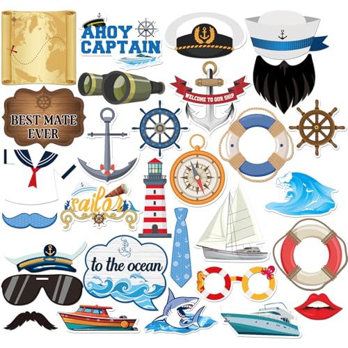 INNORU Nautisches Thema Fotokabinen-Requisiten, Captain Sailor Männer Geburtstag Fotoshooting Navigation Hochzeit Party Fotografie Requisiten Schiff Anker Schild Mittelstück Sticks Dekorationen 30 INNORU Nautisches Thema Fotokabinen-Requisiten, Captain Sailor Männer Geburtstag Fotoshooting Navigation Hochzeit Party Fotografie Requisiten Schiff Anker Schild Mittelstück Sticks Dekorationen 30 von INNORU