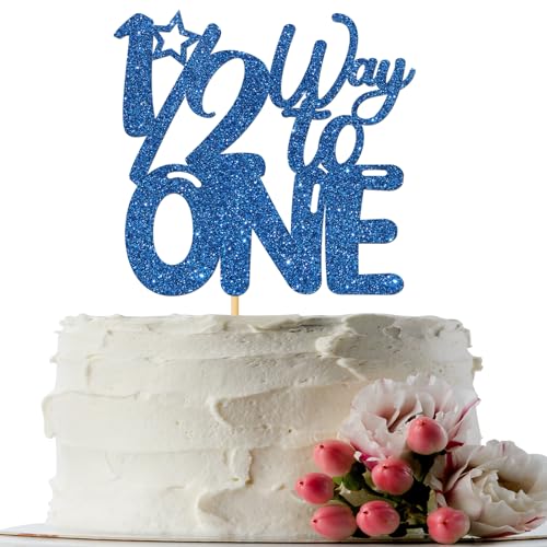 Tortenaufsatz "Half Way to One" – Party-Dekoration, Baby-1/2-Geburtstag, Party-Dekoration, marineblauer Glitzer Tortenaufsatz "Half Way to One" – Party-Dekoration, Baby-1/2-Geburtstag, Party-Dekoration, marineblauer Glitzer von INNORU