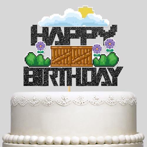 Tortenaufsatz zum Spiel, Cartoon-Spiel, Party-Dekoration, 1. Geburtstag, Party-Dekoration für Kinder, Mädchen, Jungen, schwarzer Glitzer Tortenaufsatz zum Spiel, Cartoon-Spiel, Party-Dekoration, 1. Geburtstag, Party-Dekoration für Kinder, Mädchen, Jungen, schwarzer Glitzer von INNORU