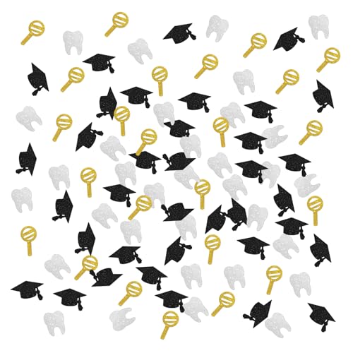 Zahnarzt Abschlusskonfetti Glitzer, Congrats Zahnarzt Tischkonfetti, Congrats Doktor Streukonfetti, Medizinische Schule Abschlussfeier Party Tischdekorationen Konfetti, 120 Stück (Zahnarzt) von INNORU