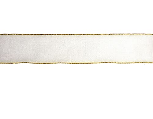 Dekoratives weißes Band, goldfarben, 5 cm x 10 m. von INNSPIRO