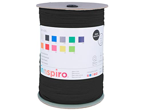 INNSPIRO Gummiband, schwarz, 5,3 mm, Spule, ca. 350 m, zum Nähen und Basteln von INNSPIRO
