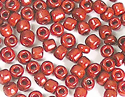 Glasstein, rund, glänzend, metallisch, rot, 3,8 mm, 6/0, 500 g. von INNSPIRO