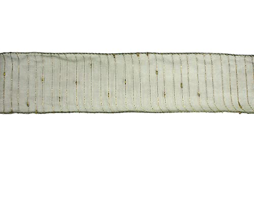 Grünes Dekoband mit goldenen Linien, 6,5 cm x 10 m. von INNSPIRO