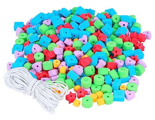 Gummiperlen aus EVA-Gummi, gemischte Formen und Farben, Dicke 8 mm, 500 Stück und Kordel, 3 m. Tasche von INNSPIRO