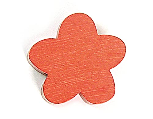 Holzperle gewachste Blume, rot, 25 x 25 mm, 50u, ca. von INNSPIRO