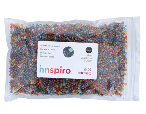 INNSPIRO Aurora Boreale Runde Glasfelsen Mischung 3,8 mm. 6/0 500 g. von INNSPIRO