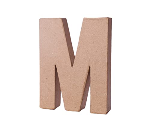 INNSPIRO Buchstabe M Pappmaché mit hohem Volumen 10 cm, Dicke 1,7 cm, Braun, 70113 von INNSPIRO