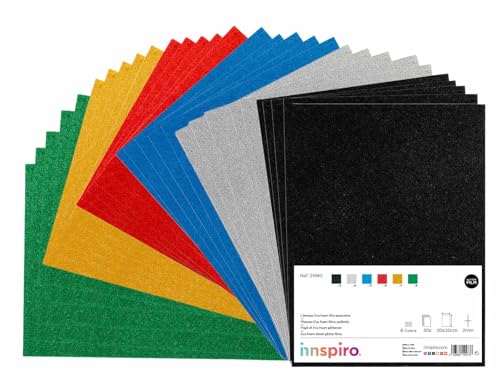 INNSPIRO Set mit 30 Bögen aus EVA-Schaumstoff, Glitzer, verschiedene Farben, 20 x 30 cm x 2 mm. von INNSPIRO