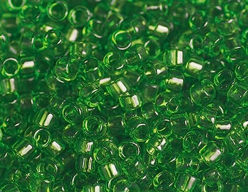 Japanische Perlen Schatz Zylinder transparent grün 1,8mm.11/0 100gr. von INNSPIRO