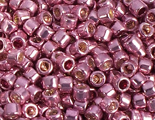 Japanische Perlen Zylinder Schatz, verzinkt, Rosa, 3,3 mm, 8/0, 100 g. von INNSPIRO