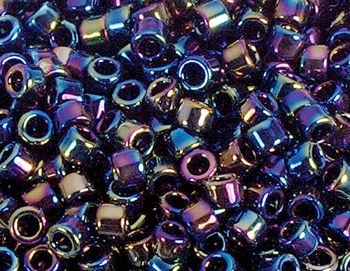 Japanische Perlen Zylinder Schatz Metallic Grün Mehrfarbig 3,3mm.8/0 100gr. von Toho