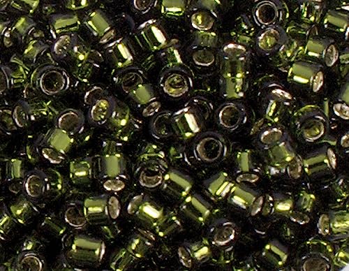 Japanische Perlen Zylinder Schatz Silber Oliv Grün 1,8mm.11/0 100gr. von Toho