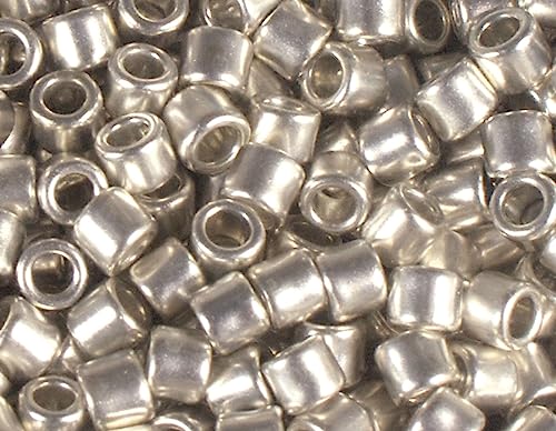 Japanische Perlen Zylinder Schatz echt Silber matt 1,8mm.11/0 100gr. von INNSPIRO