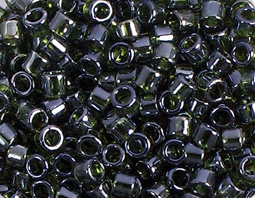 Japanische Perlen Zylinder Schatz glänzend Olivgrün 3,3 mm 8/0 100 g von Toho