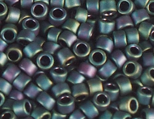 Japanische Perlen Zylinder Schatz matt lila/grün 1,8mm.11/0 100gr. von Toho