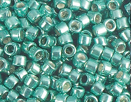 Japanische Perlen Zylinder Schatz verzinkt grün 1,8mm.11/0 100gr. von INNSPIRO